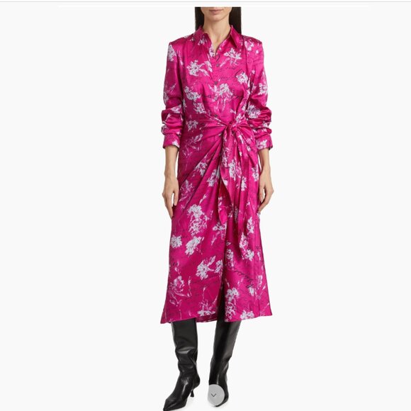 Cinq à Sept Warm Carnation Jacey 3/4 Sleeve Midi-Dress - Picture 1 of 8